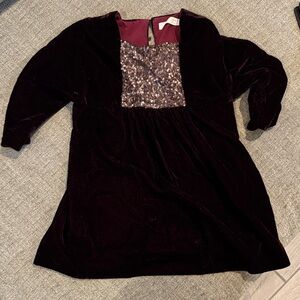 Zara Kids Burgundy Velvet Dress with Sequin Detail